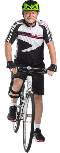 Cycling in knee brace